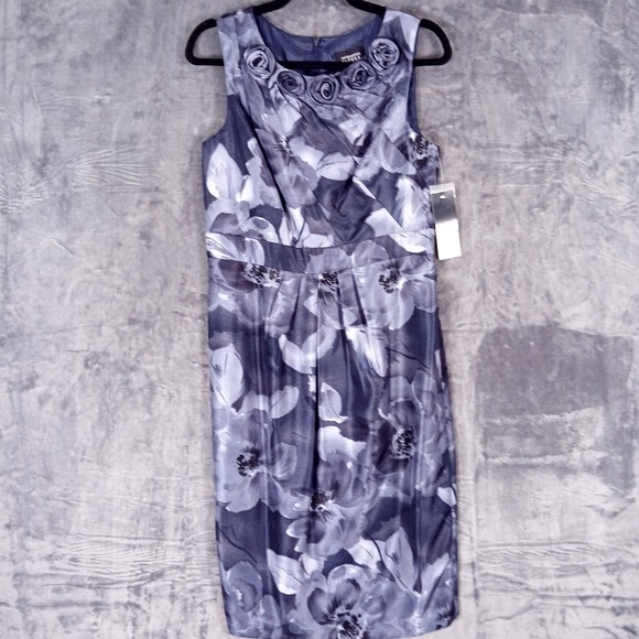 Adrianna Papell Dresses & Skirts - Adrianna Papell Dress Womens 10 Blue Floral Sheath Rosette Cocktail Party NWOT